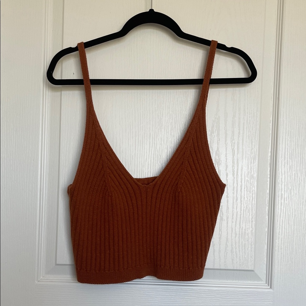 Rust Ribbed Knit Tank Top